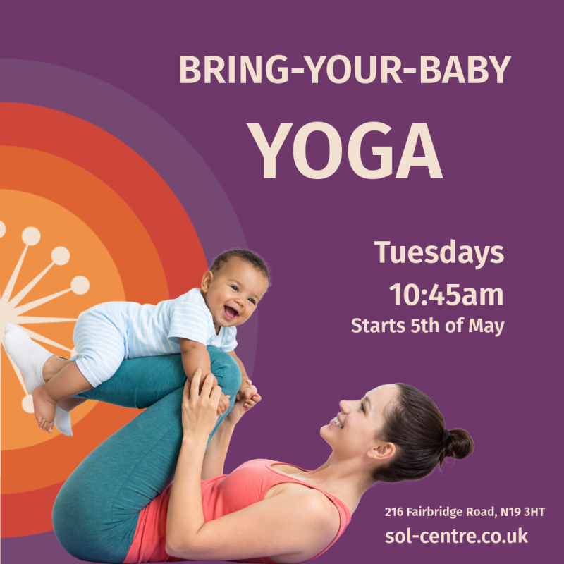 bring-your-baby yoga sessions in Sol Centre flyer